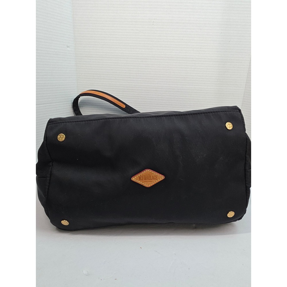 MZ Wallace Chelsea Tote Black Bedford Nylon Leather Trim Shoulder Bag Gold HW - Picture 5 of 11
